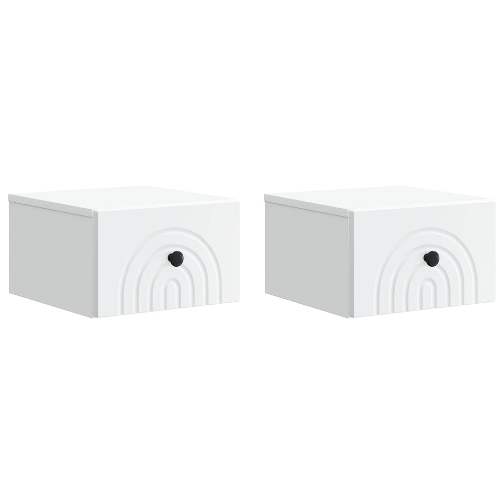 vidaXL Wisząca Szafka Nocna z szufladą 2 pcs Biały 33 x 34,5 x 20 cm