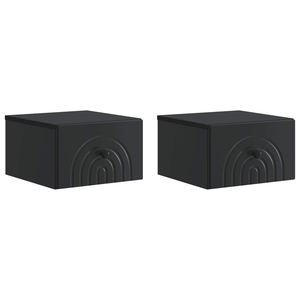 vidaXL Wisząca Szafka Nocna z szufladą 2 pcs Czarny 33 x 34,5 x 20 cm