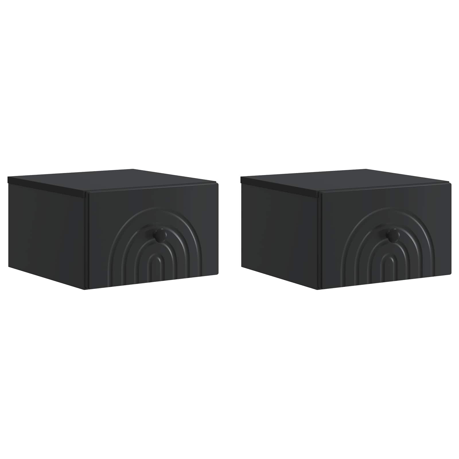 vidaXL Wisząca Szafka Nocna z szufladą 2 pcs Czarny 33 x 34,5 x 20 cm