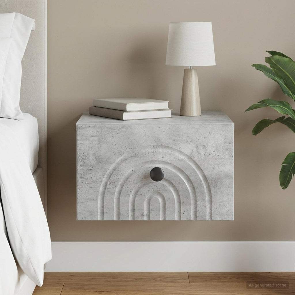 vidaXL Wisząca Szafka Nocna Betonowy szary 33 x 34,5 x 20 cm