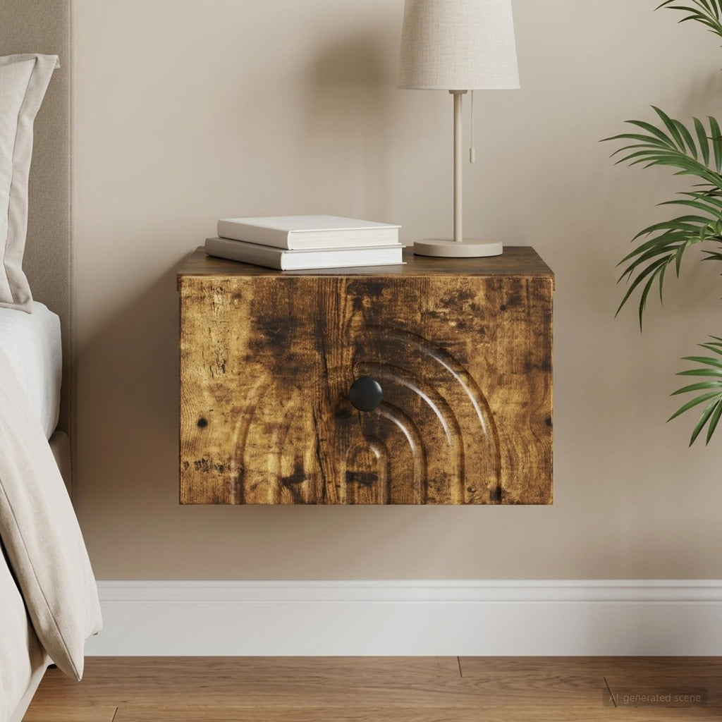 vidaXL Wisząca Szafka Nocna z szufladą Dąb wędzony 33 x 34,5 x 20 cm
