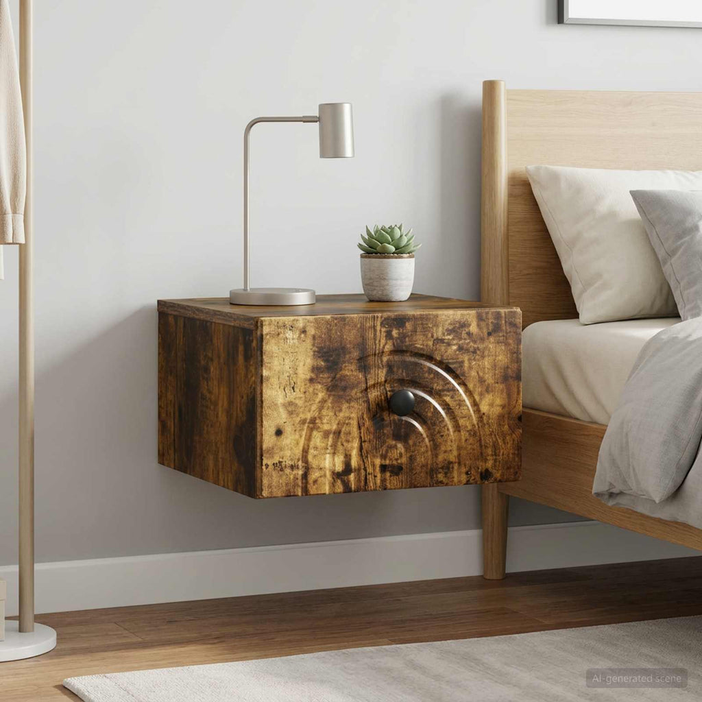 vidaXL Wisząca Szafka Nocna 2 szt. Dąb wędzony 33 x 34,5 x 20 cm