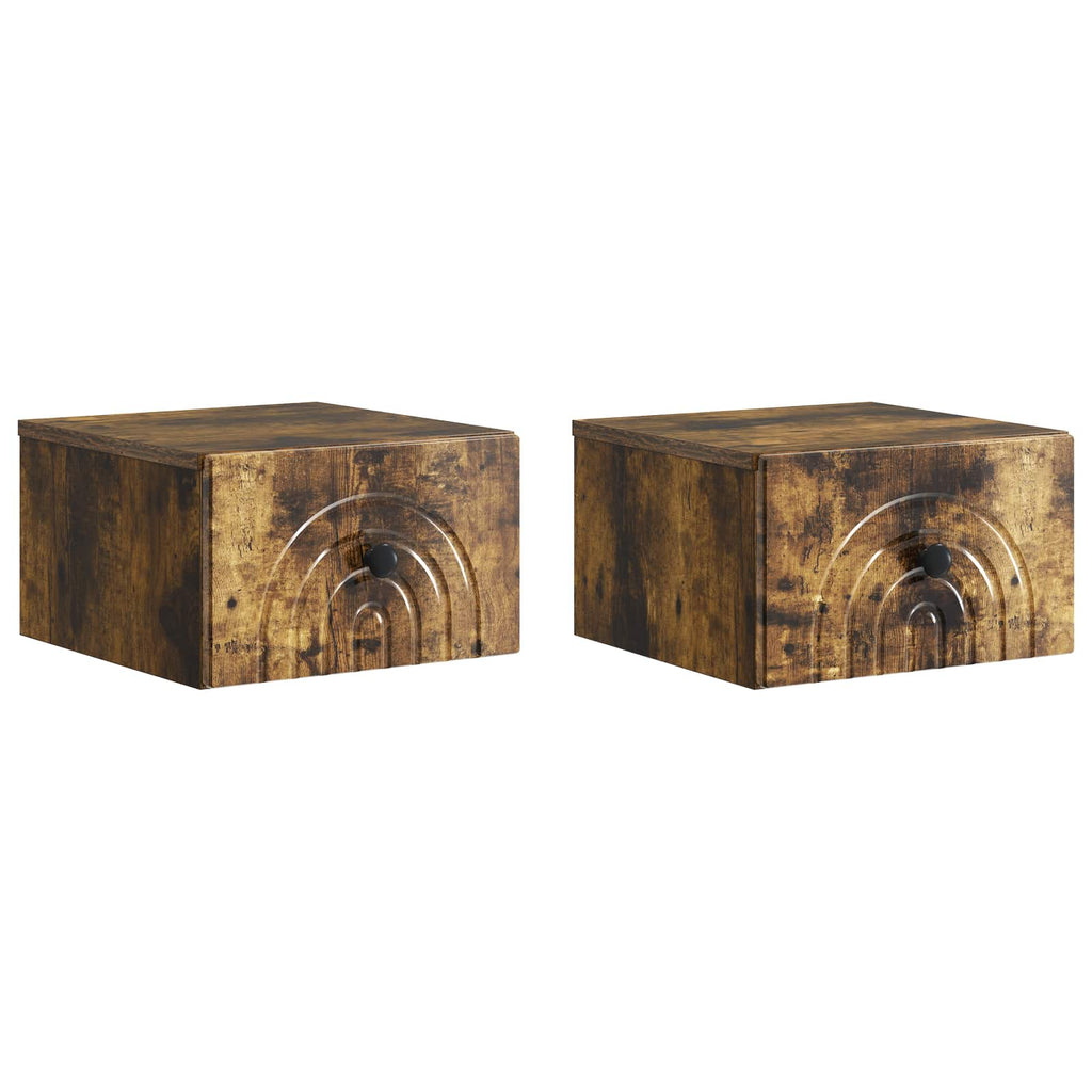 vidaXL Wisząca Szafka Nocna 2 pcs Dąb wędzony 33 x 34,5 x 20 cm