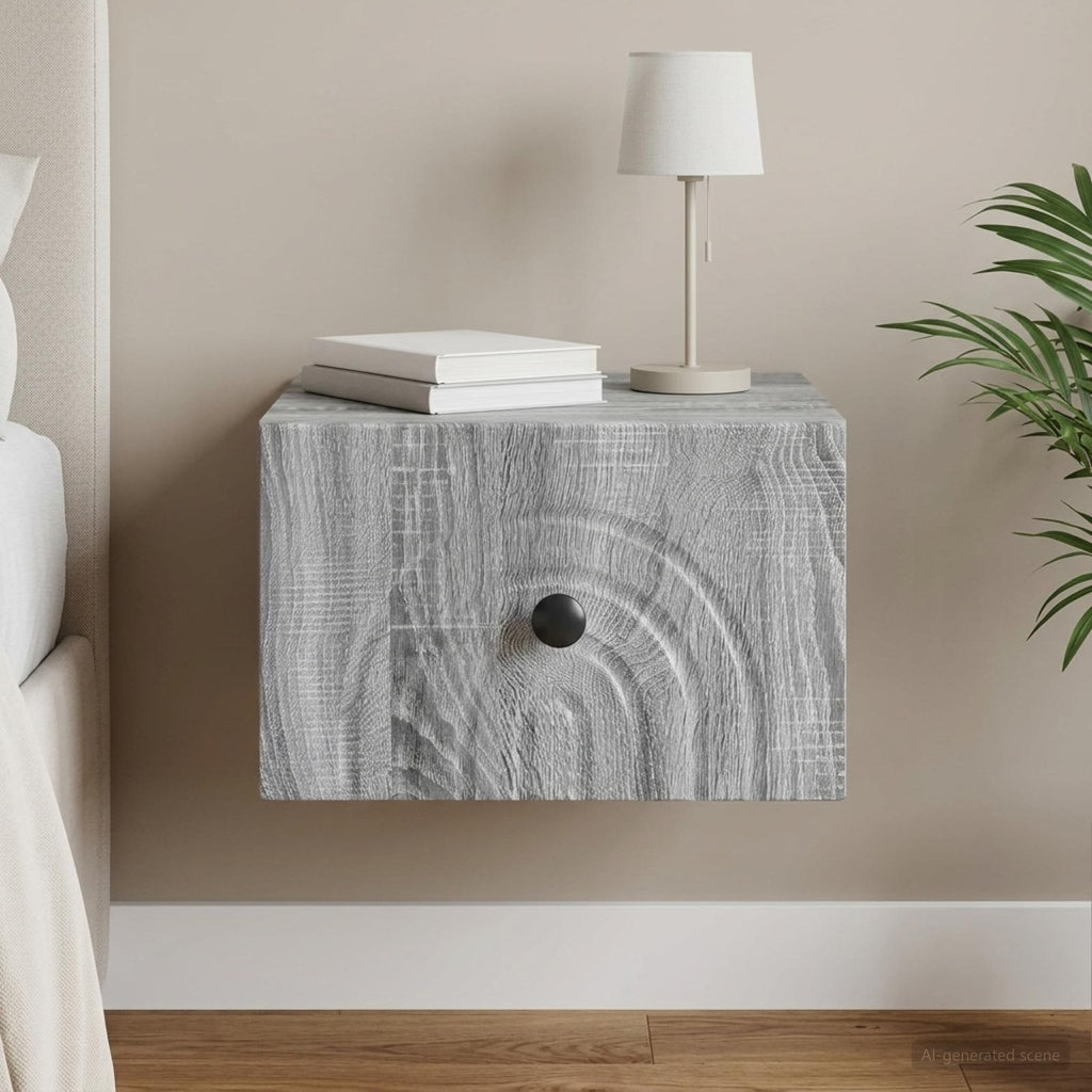 vidaXL Wisząca Szafka Nocna z szufladą Szary Sonoma 33 x 34,5 x 20 cm