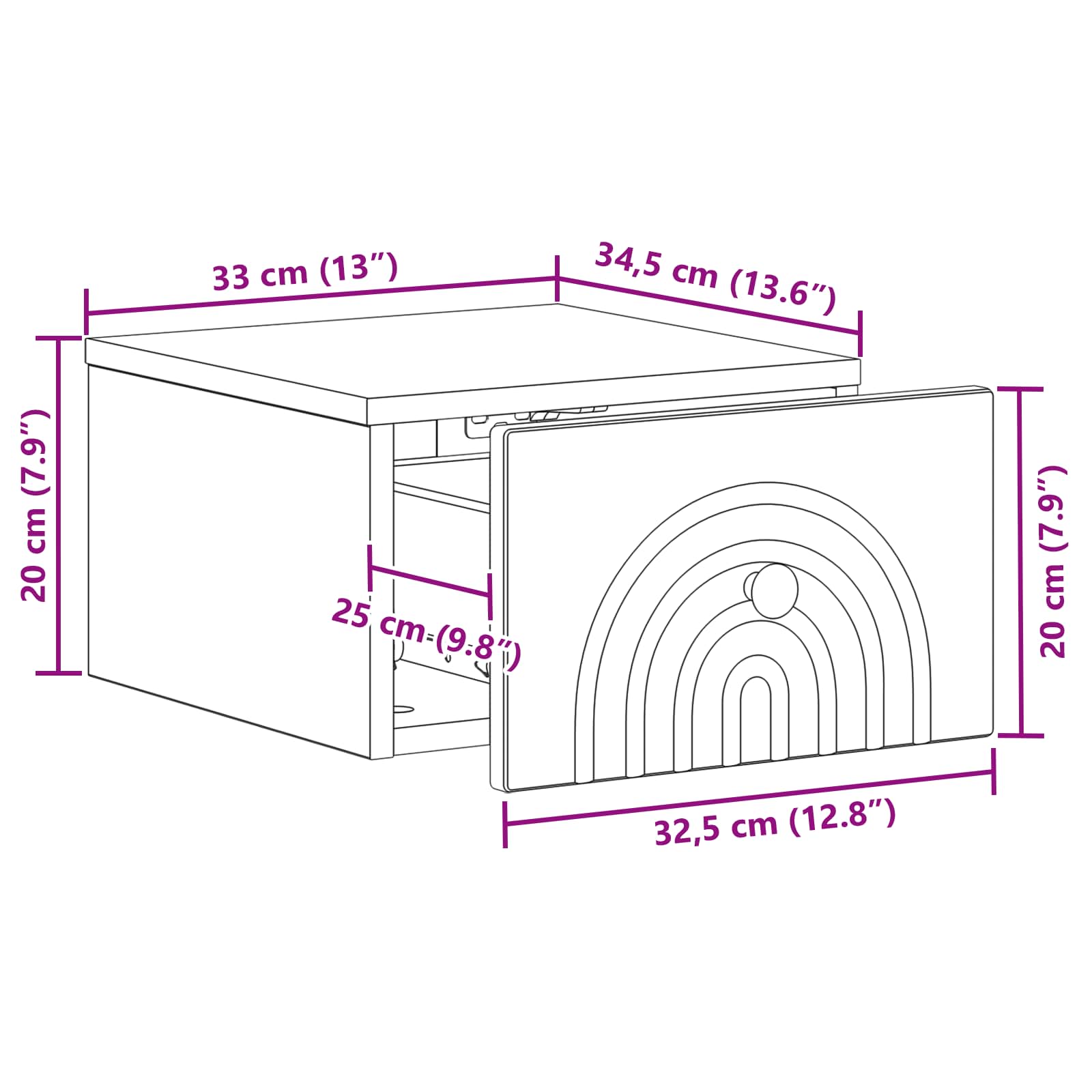 vidaXL Wisząca Szafka Nocna 2 pcs Szary Sonoma 33 x 34,5 x 20 cm