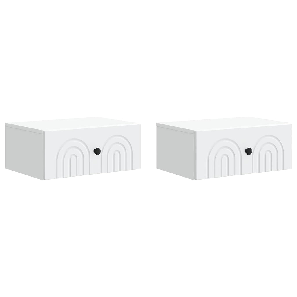 vidaXL Wisząca Szafka Nocna z szufladą 2 pcs Biały 49 x 34,5 x 20 cm