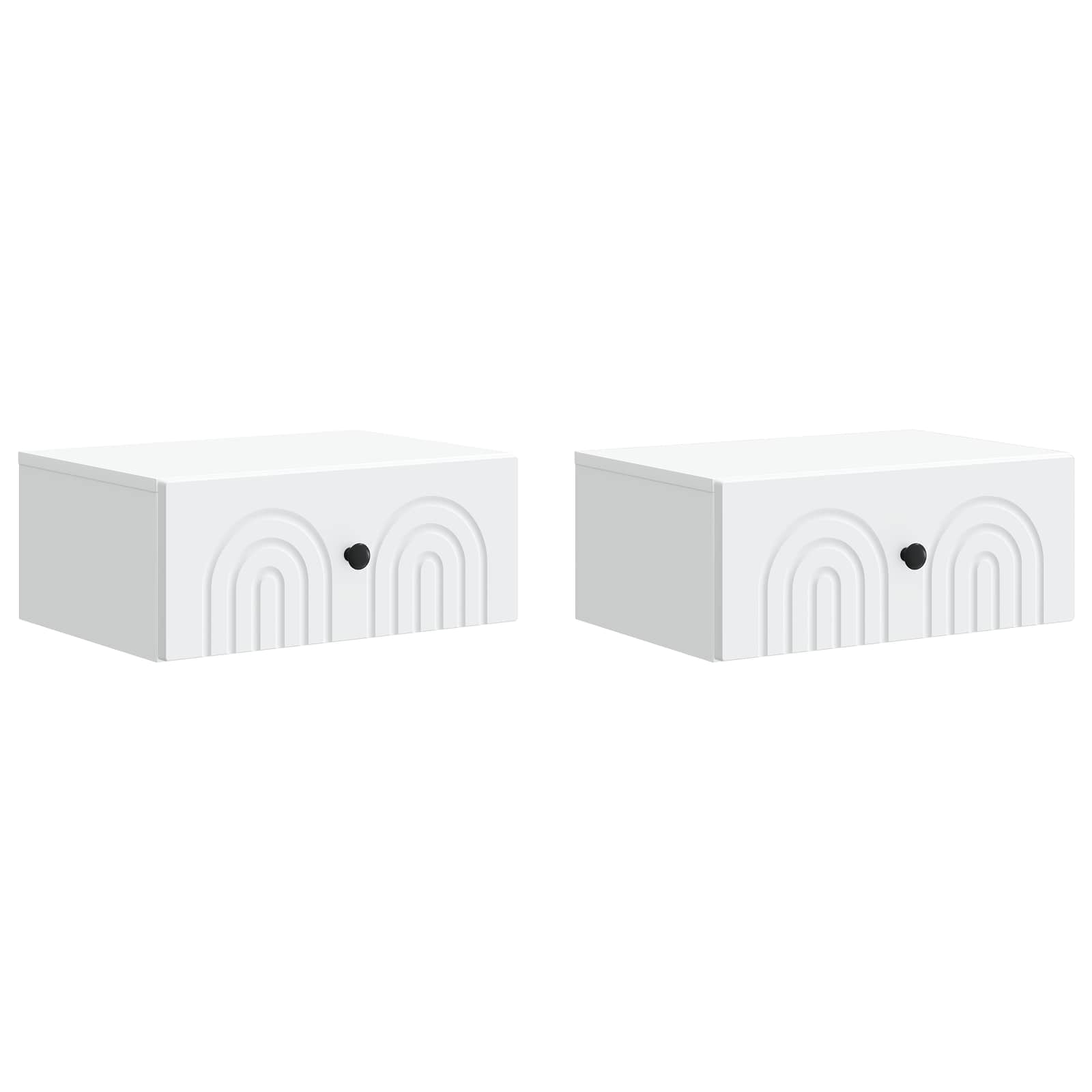 vidaXL Wisząca Szafka Nocna z szufladą 2 pcs Biały 49 x 34,5 x 20 cm