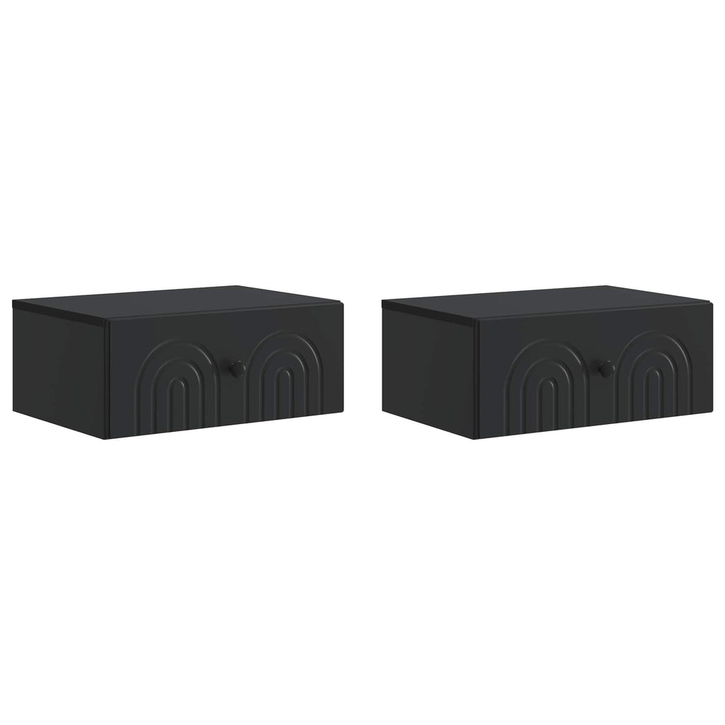 vidaXL Wisząca Szafka Nocna z szufladą 2 pcs Czarny 49 x 34,5 x 20 cm