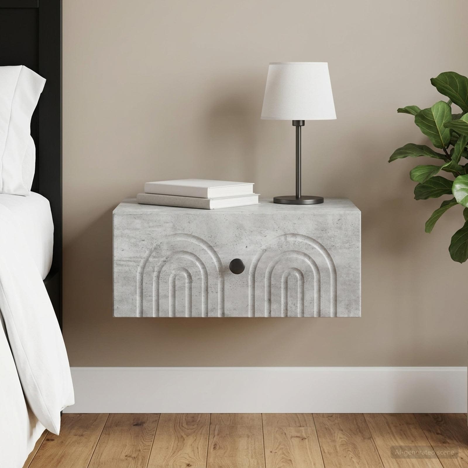 vidaXL Wisząca Szafka Nocna Betonowy szary 49 x 34,5 x 20 cm