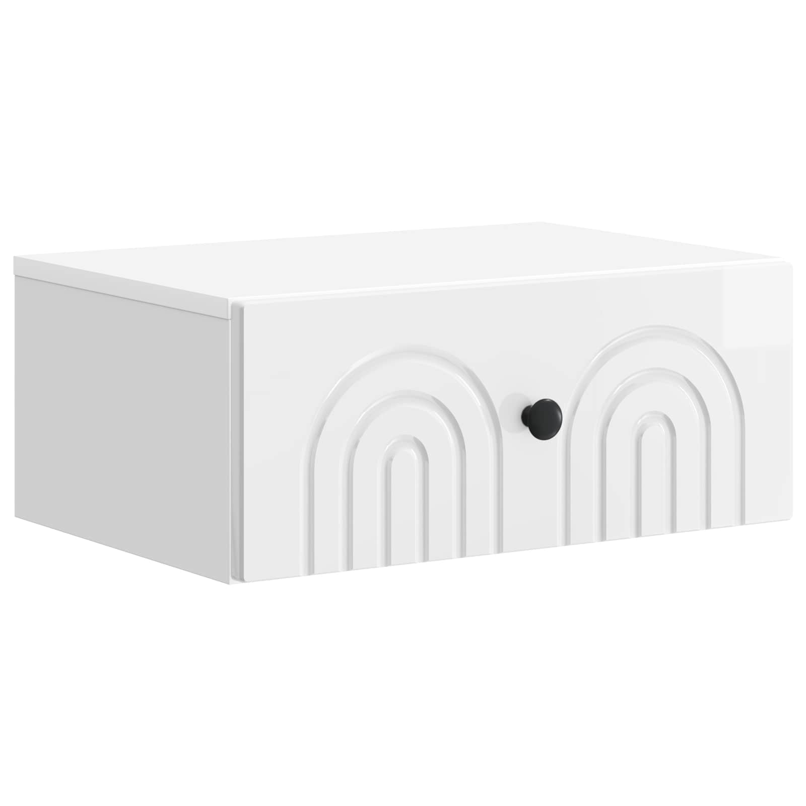 vidaXL Wisząca Szafka Nocna Biały wysoki połysk 49 x 34,5 x 20 cm