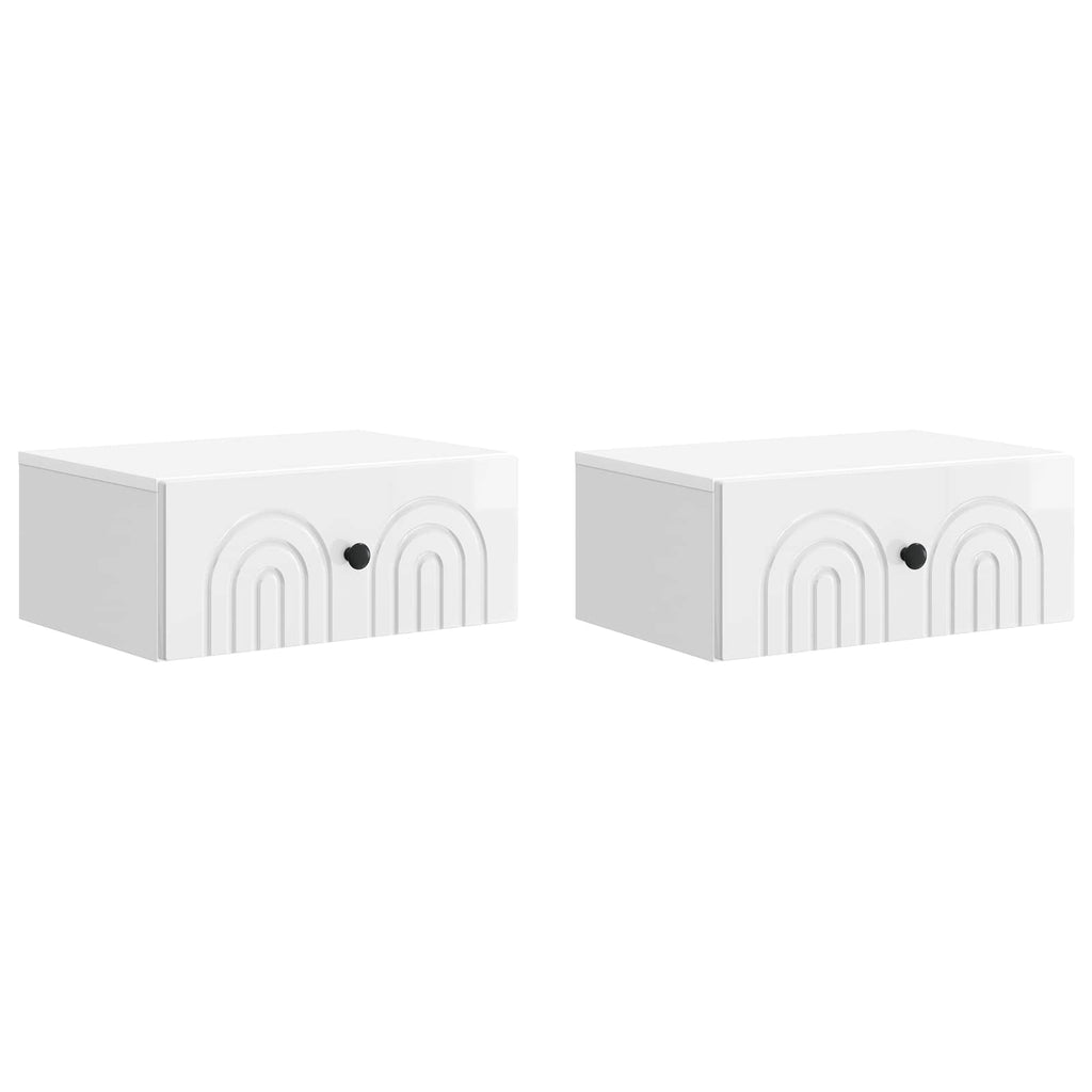 vidaXL Wisząca Szafka Nocna z szufladą 2 pcs Biały wysoki połysk
