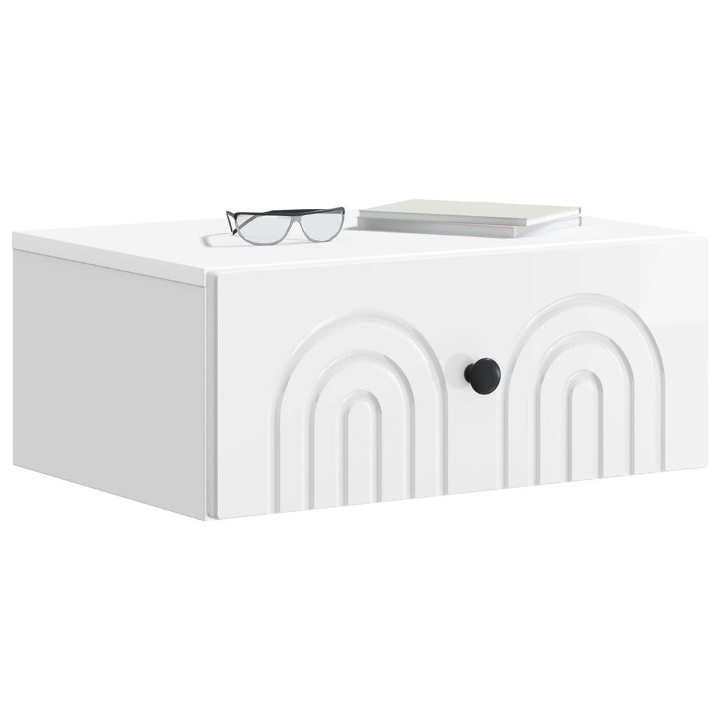 vidaXL Wisząca Szafka Nocna z szufladą 2 pcs Biały wysoki połysk