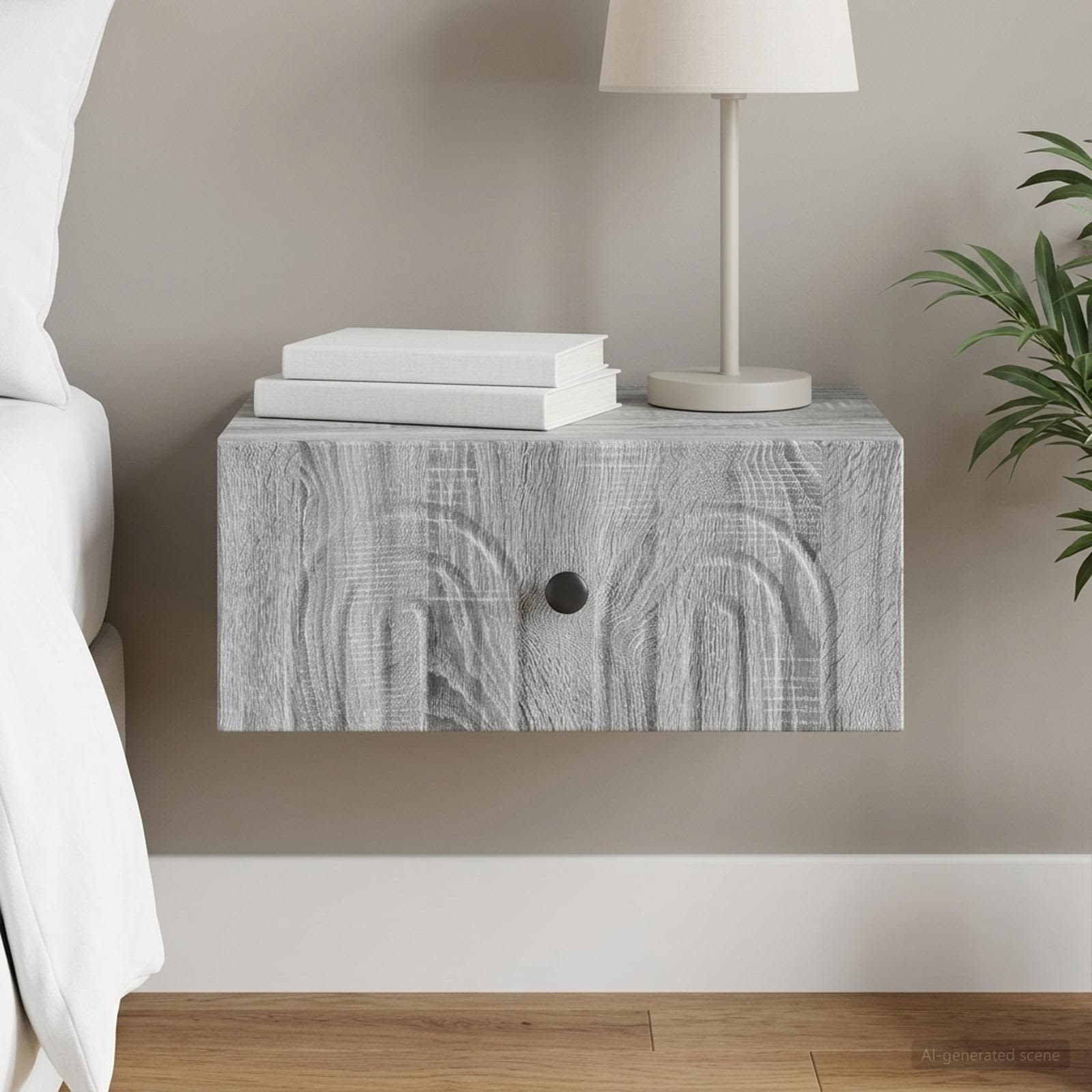 vidaXL Wisząca Szafka Nocna z szufladą Szary Sonoma 49 x 34,5 x 20 cm