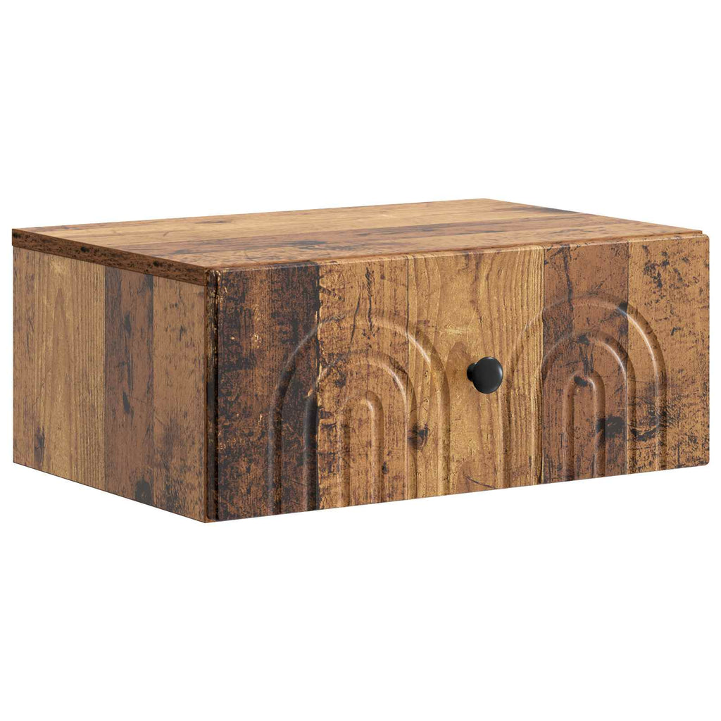 vidaXL Wisząca Szafka Nocna z szufladą Stare drewno 49 x 34,5 x 20 cm