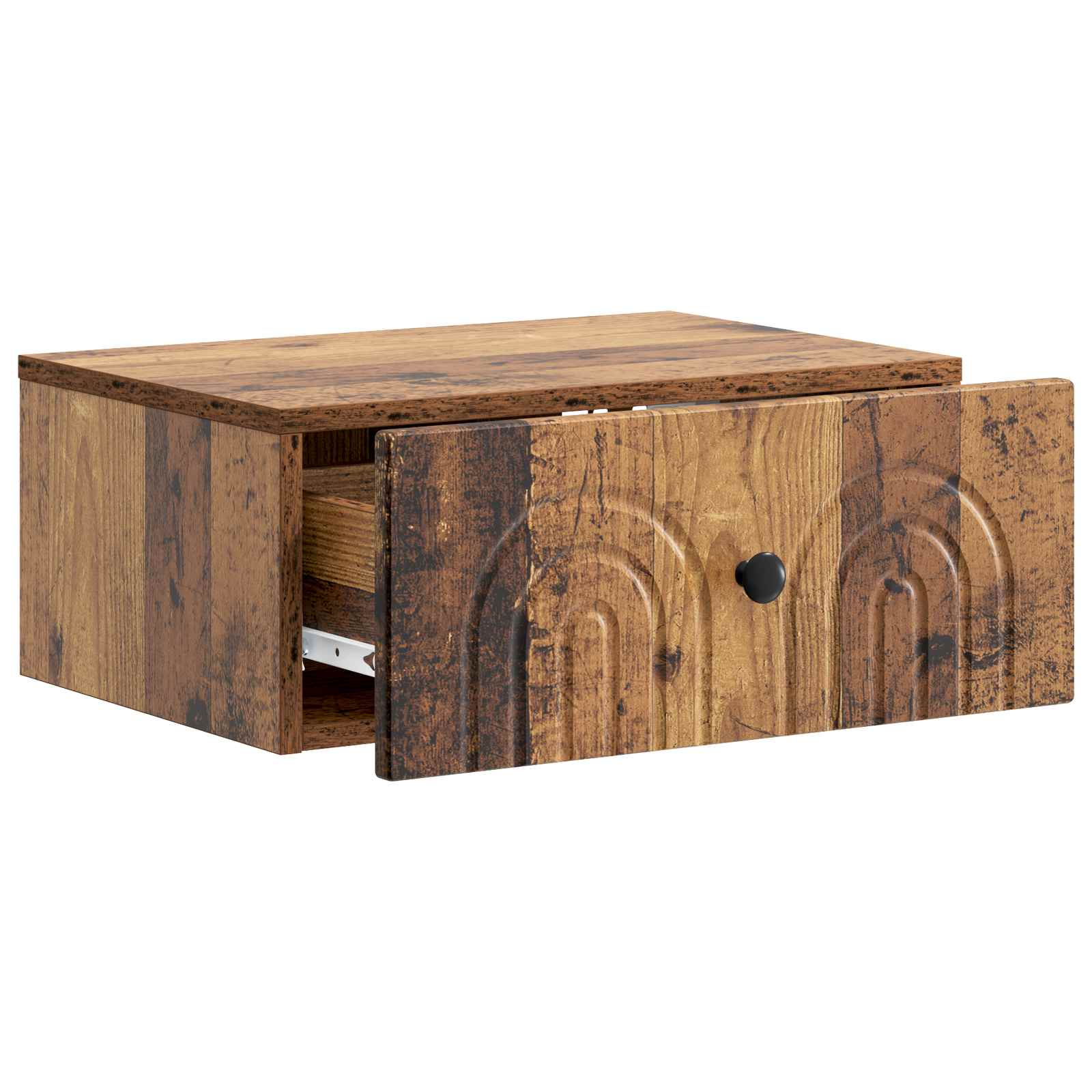 vidaXL Wisząca Szafka Nocna z szufladą Stare drewno 49 x 34,5 x 20 cm