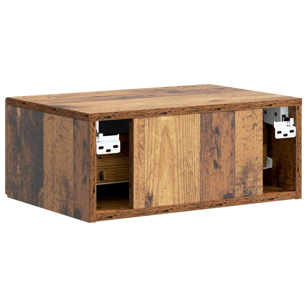 vidaXL Wisząca Szafka Nocna z szufladą Stare drewno 49 x 34,5 x 20 cm