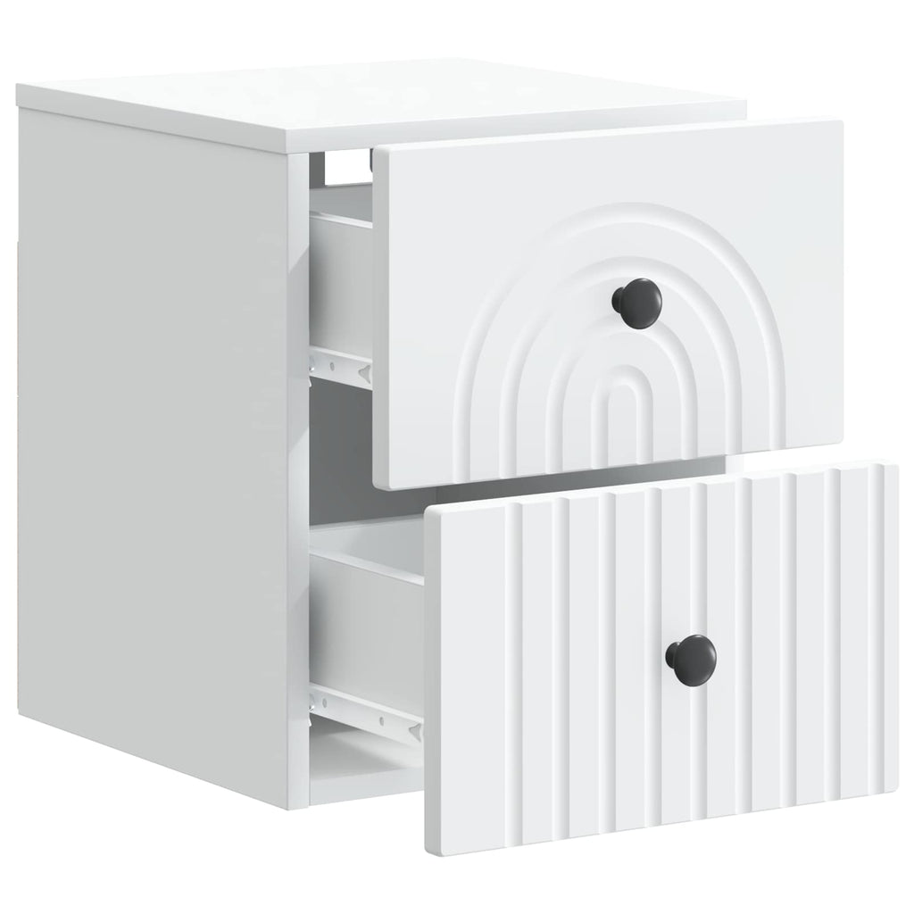 vidaXL Wisząca Szafka Nocna z szufladą 2 pcs Biały 33 x 34,5 x 40 cm