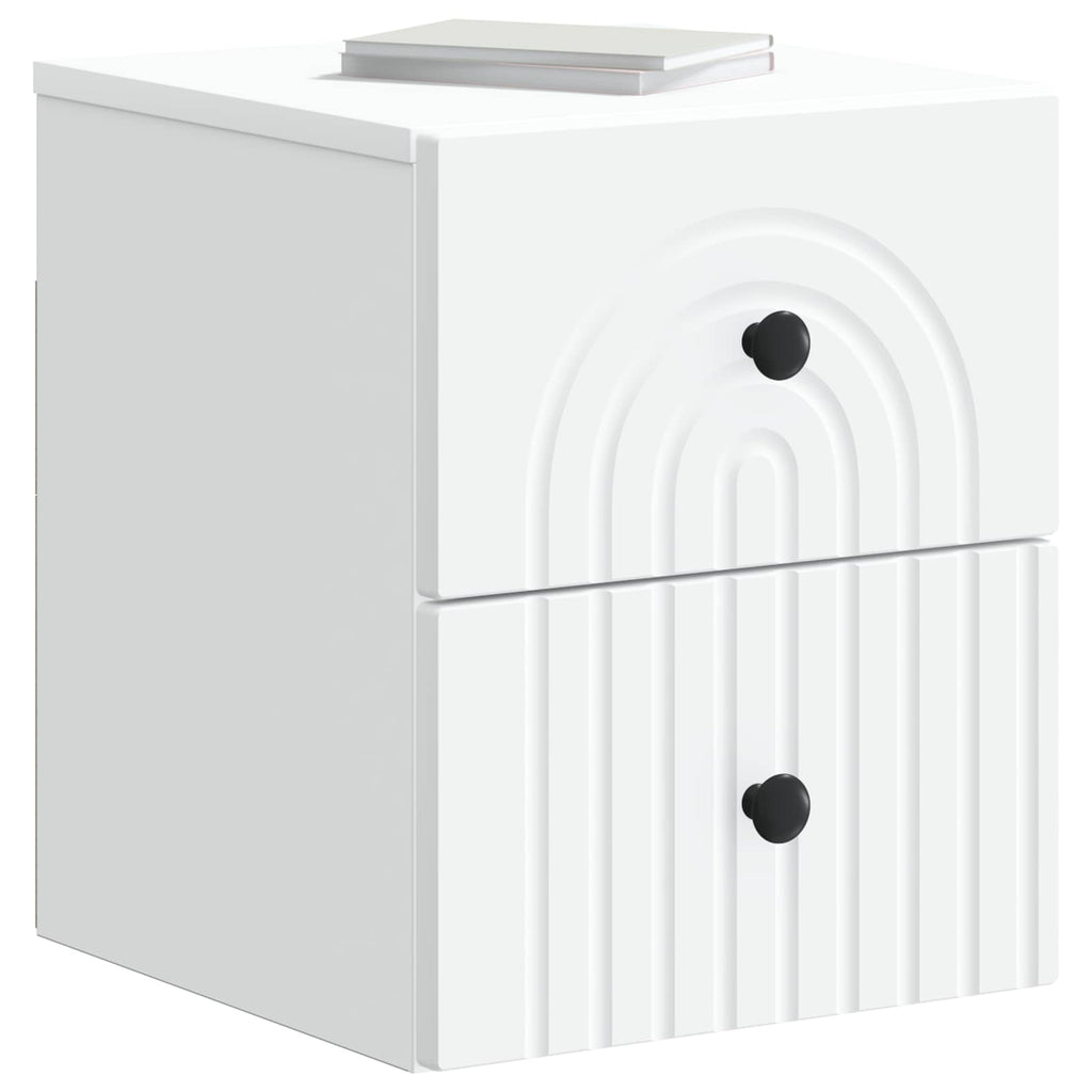 vidaXL Wisząca Szafka Nocna z szufladą 2 pcs Biały 33 x 34,5 x 40 cm