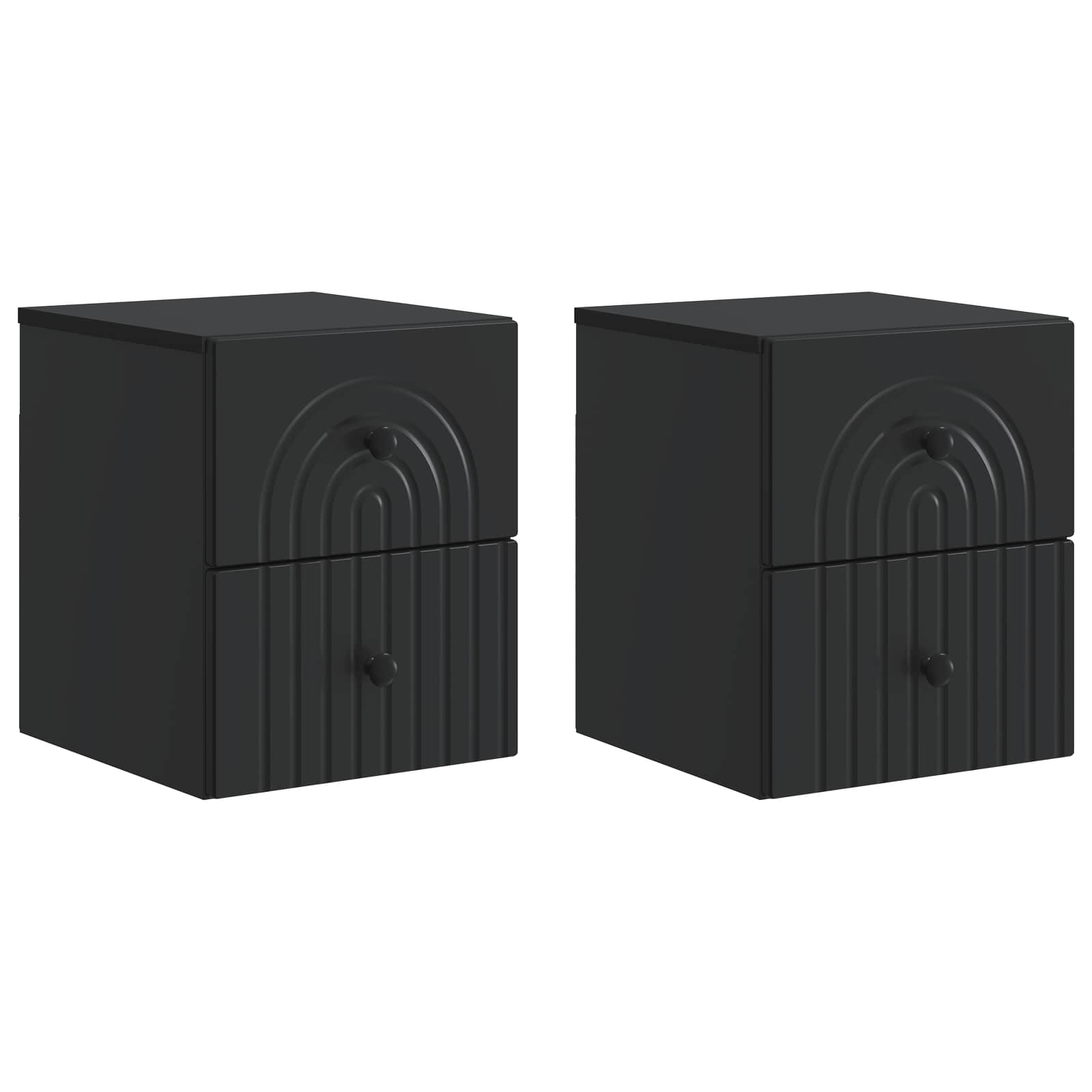 vidaXL Wisząca Szafka Nocna z szufladą 2 pcs Czarny 33 x 34,5 x 40 cm