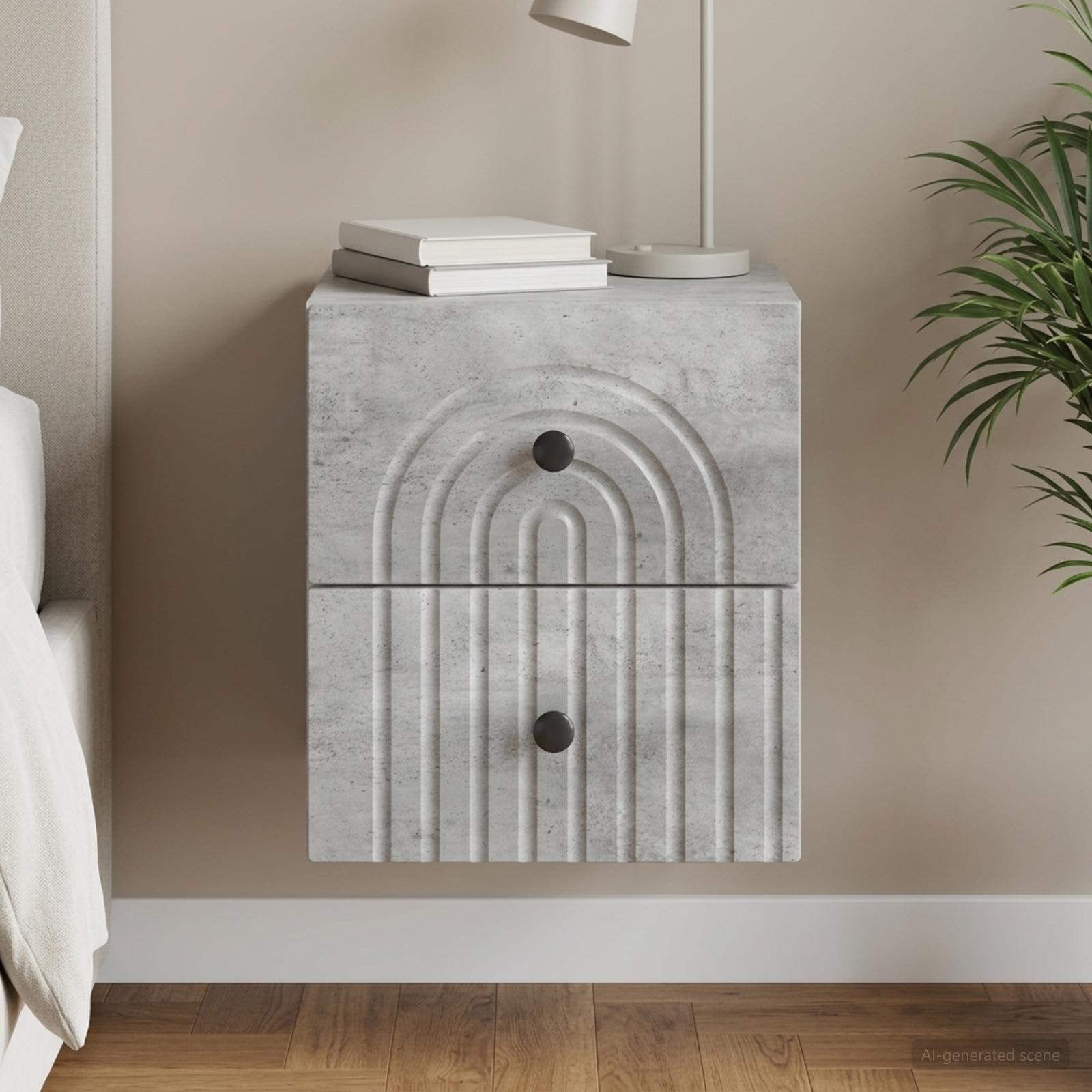 vidaXL Wisząca Szafka Nocna Betonowy szary 33 x 34,5 x 40 cm