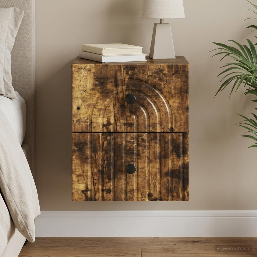 vidaXL Wisząca Szafka Nocna z szufladą Dąb wędzony 33 x 34,5 x 40 cm