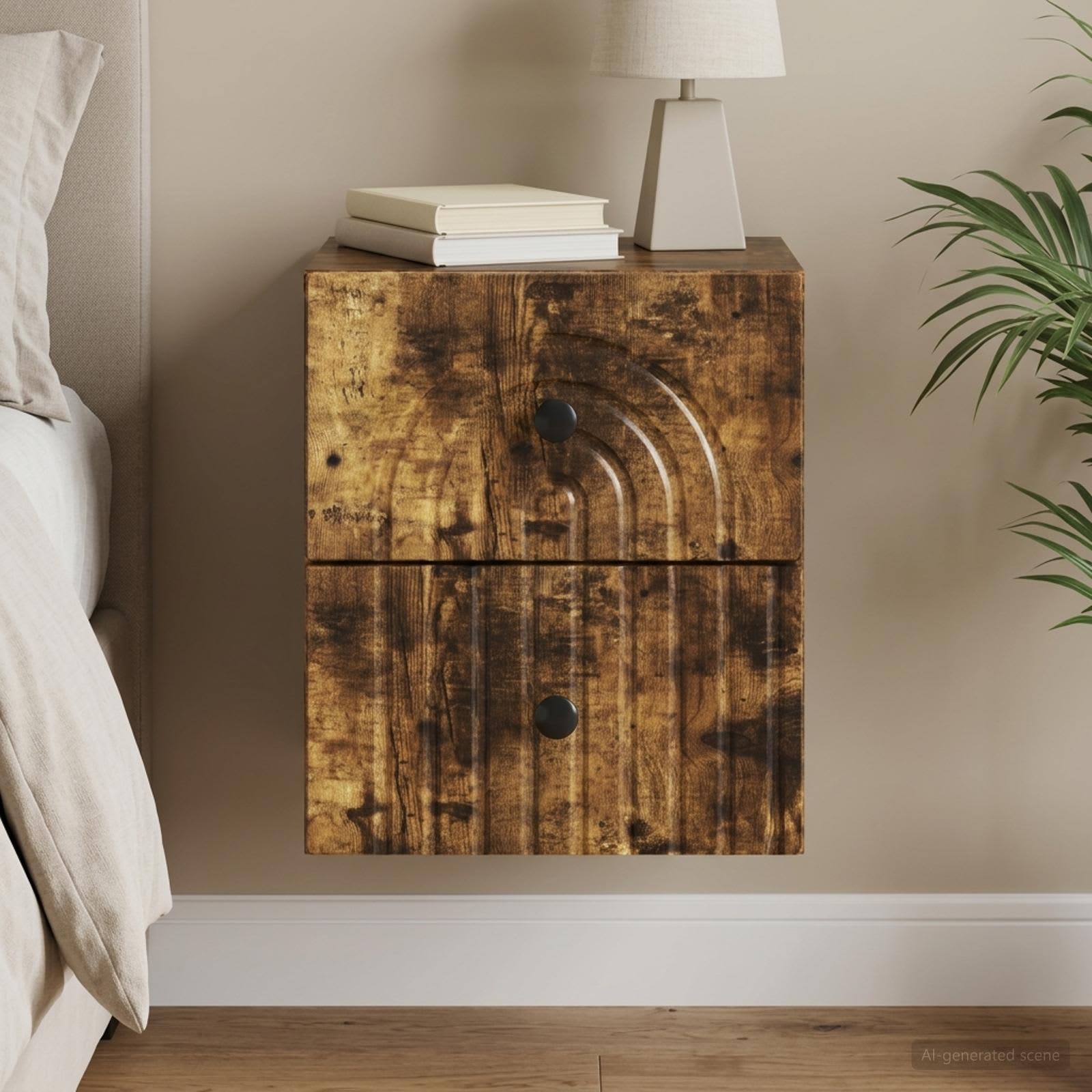 vidaXL Wisząca Szafka Nocna z szufladą Dąb wędzony 33 x 34,5 x 40 cm