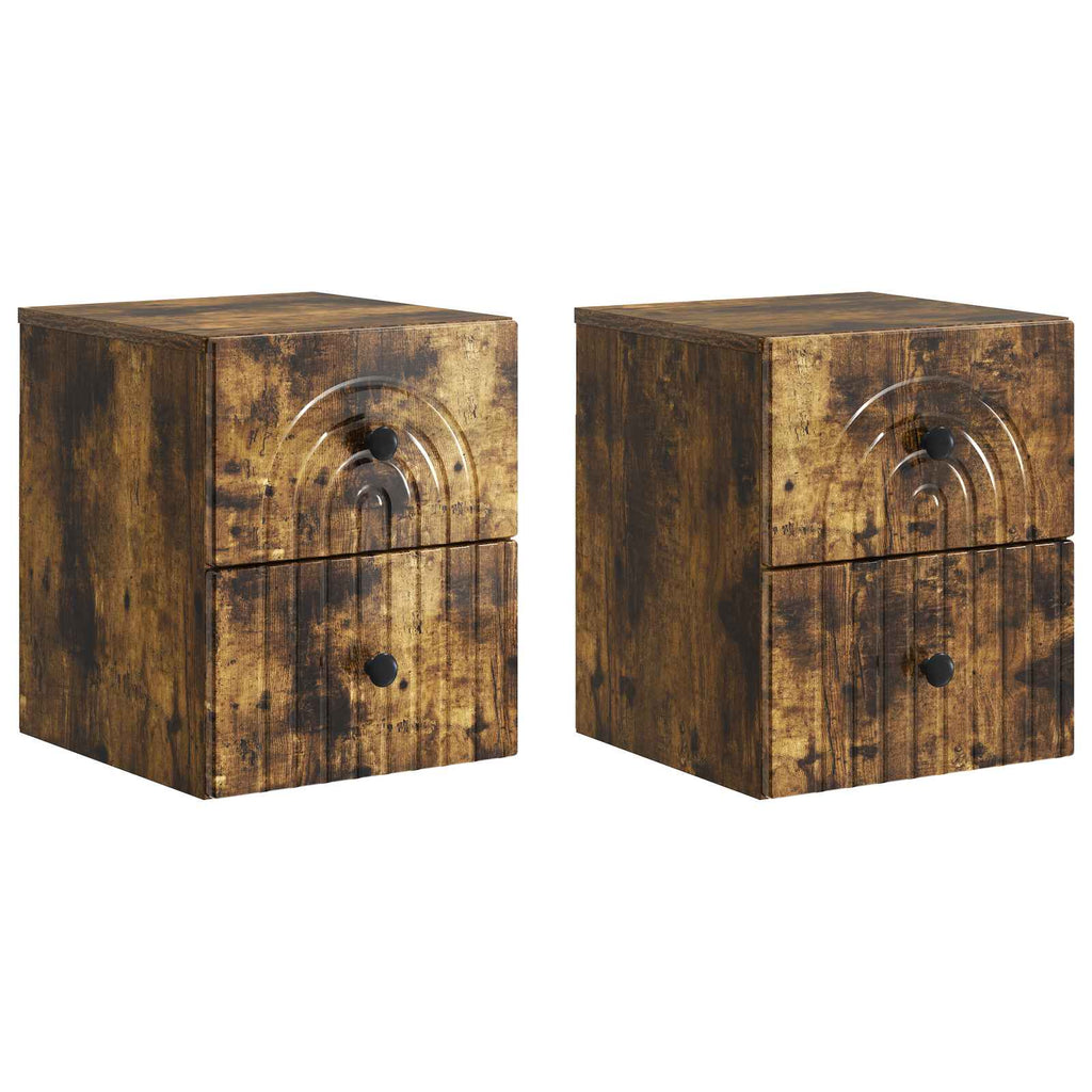 vidaXL Wisząca Szafka Nocna 2 pcs Dąb wędzony 33 x 34,5 x 40 cm