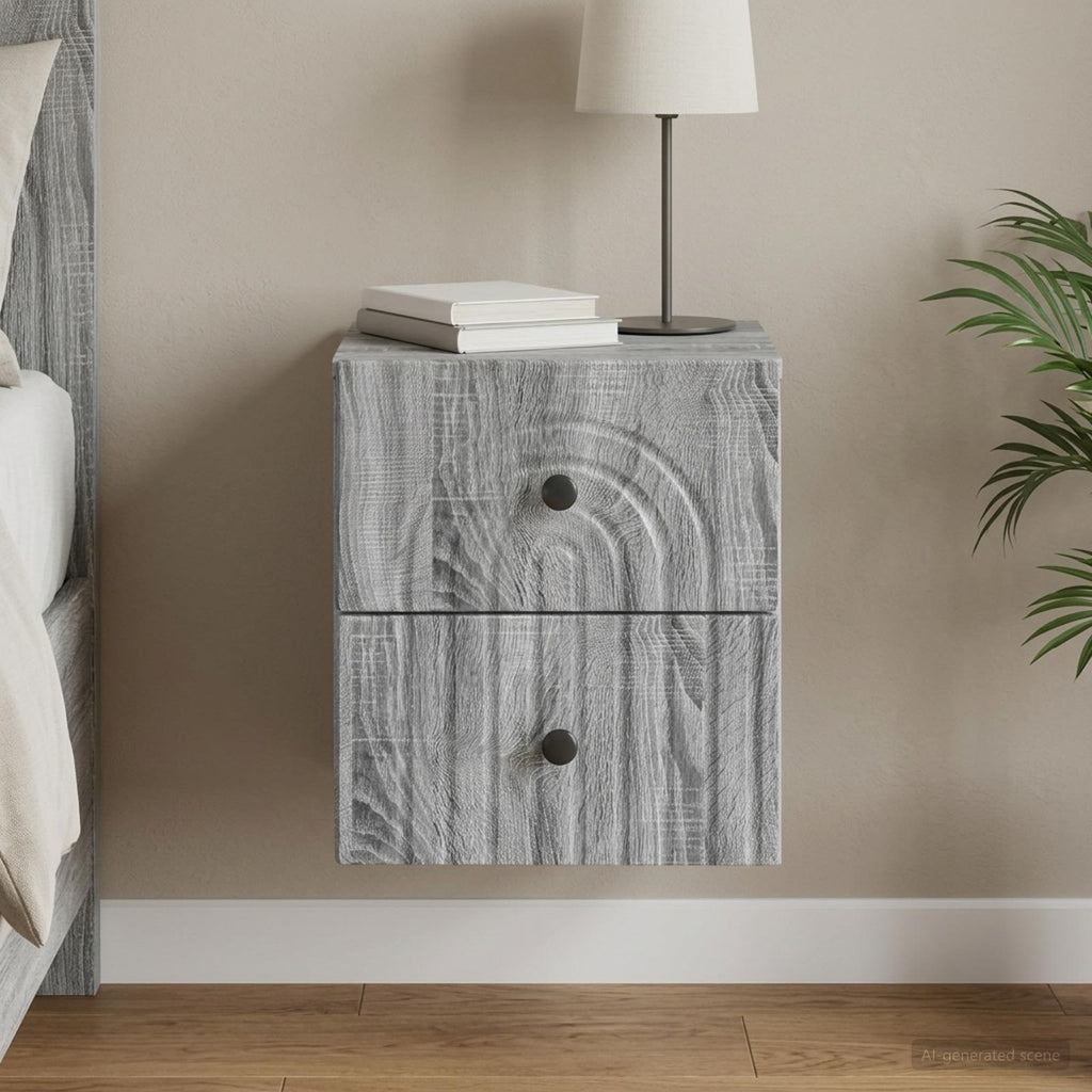 vidaXL Wisząca Szafka Nocna z szufladą Szary Sonoma 33 x 34,5 x 40 cm