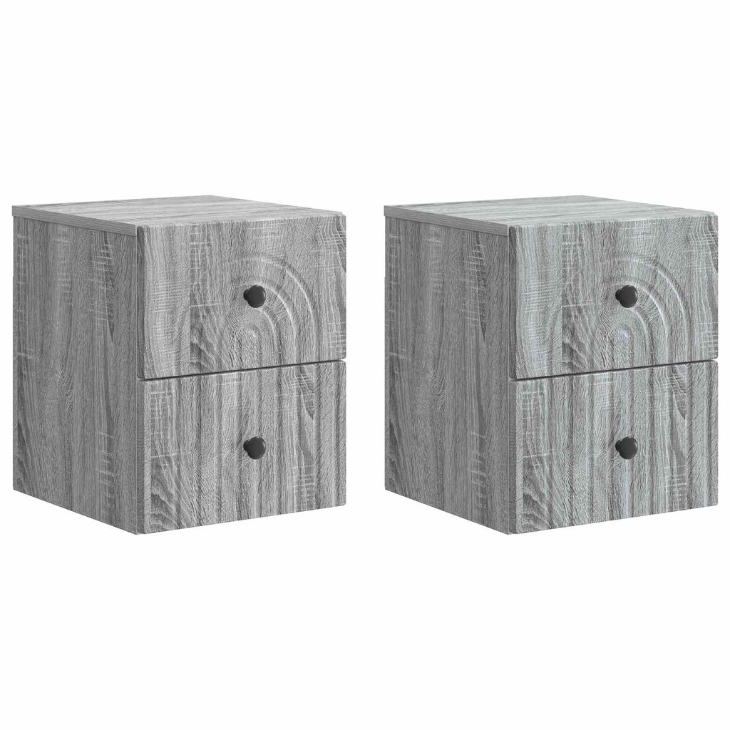 vidaXL Wisząca Szafka Nocna 2 pcs Szary Sonoma 33 x 34,5 x 40 cm