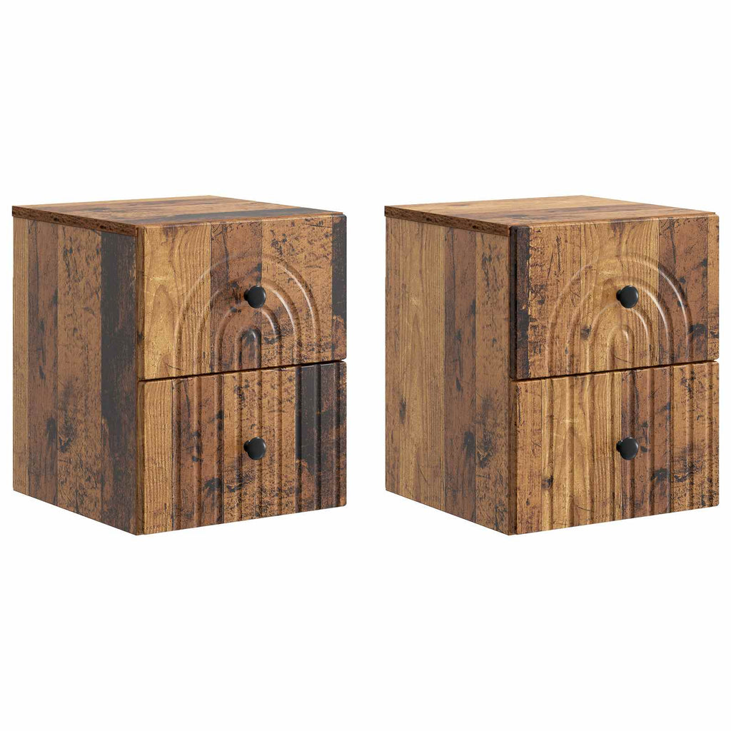 vidaXL Wisząca Szafka Nocna 2 pcs Stare drewno 33 x 34,5 x 40 cm