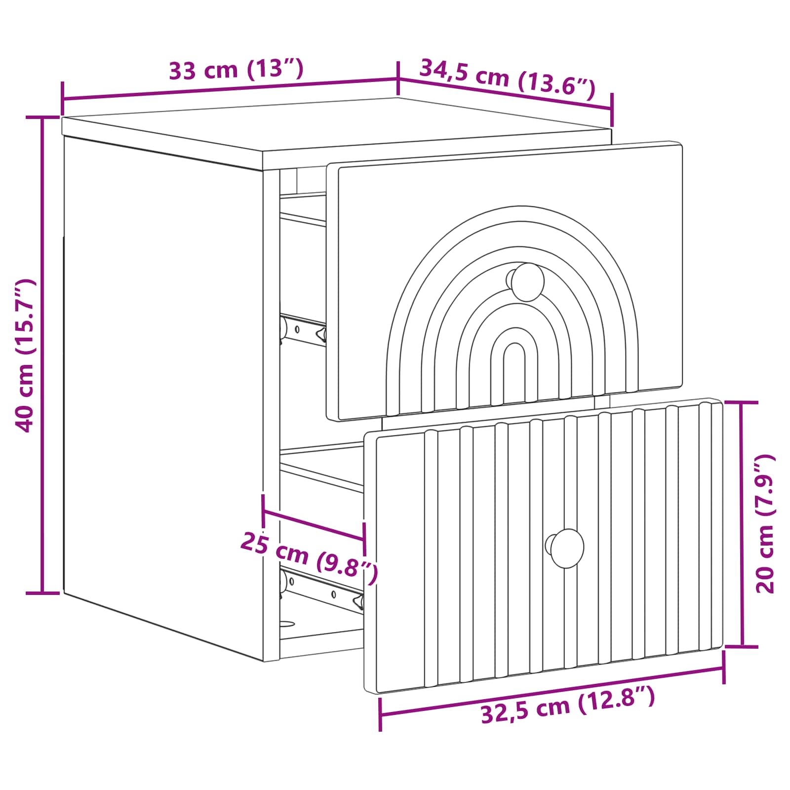 vidaXL Wisząca Szafka Nocna 2 pcs Stare drewno 33 x 34,5 x 40 cm