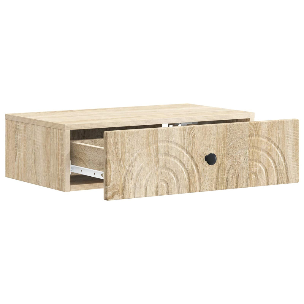 vidaXL Stolik boczny montowany na ścianie dąb Sonoma 59 x 34,5 x 17 cm