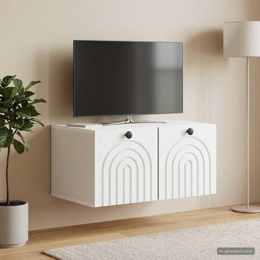 vidaXL Szafka RTV montowana na ścianie Biały 59,5 x 41 x 30 cm