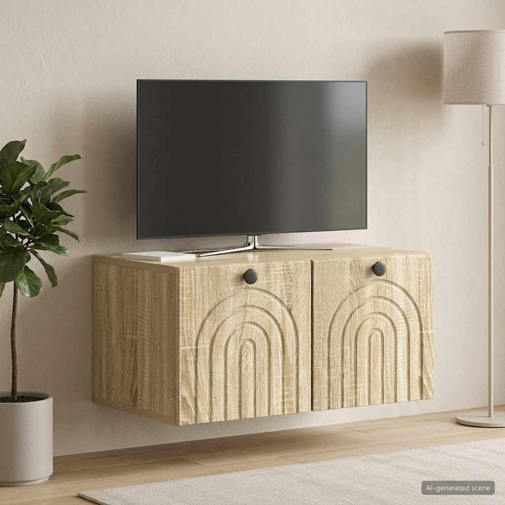 vidaXL Szafka RTV montowana na ścianie dąb Sonoma 59,5 x 41 x 30 cm