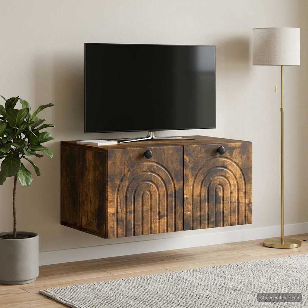 vidaXL Szafka RTV montowana na ścianie Dąb wędzony 59,5 x 41 x 30 cm