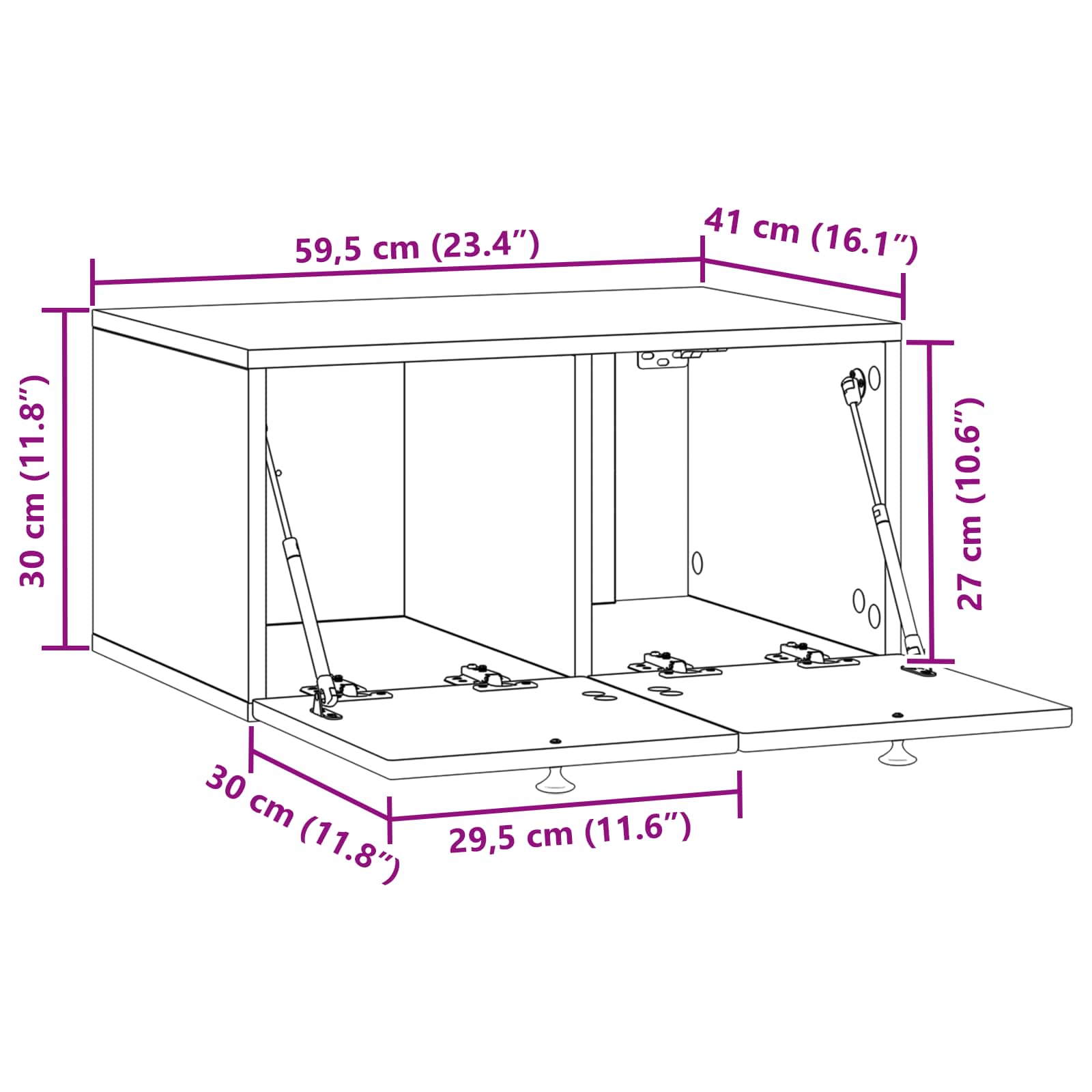 vidaXL Szafka RTV montowana na ścianie Dąb wędzony 59,5 x 41 x 30 cm