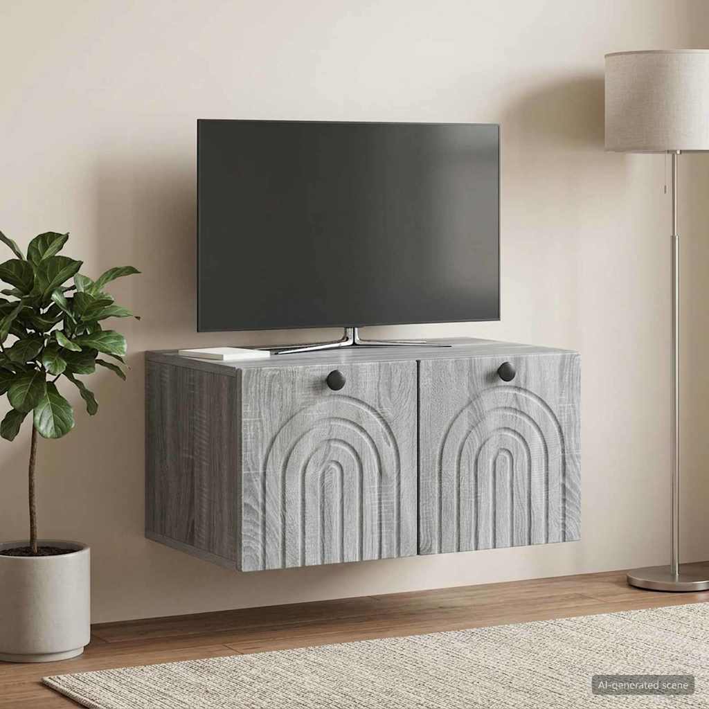 vidaXL Szafka RTV montowana na ścianie Szary Sonoma 59,5 x 41 x 30 cm