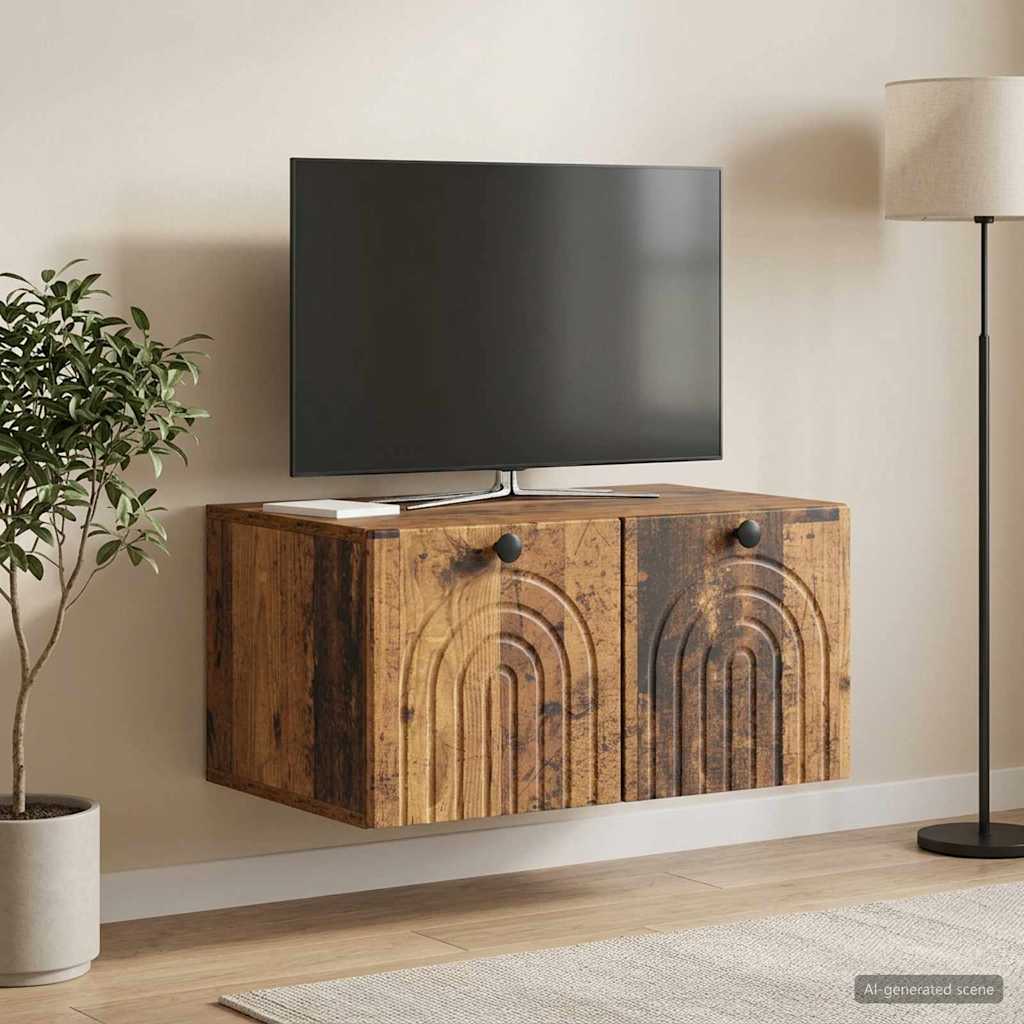 vidaXL Szafka RTV montowana na ścianie Stare drewno 59,5 x 41 x 30 cm