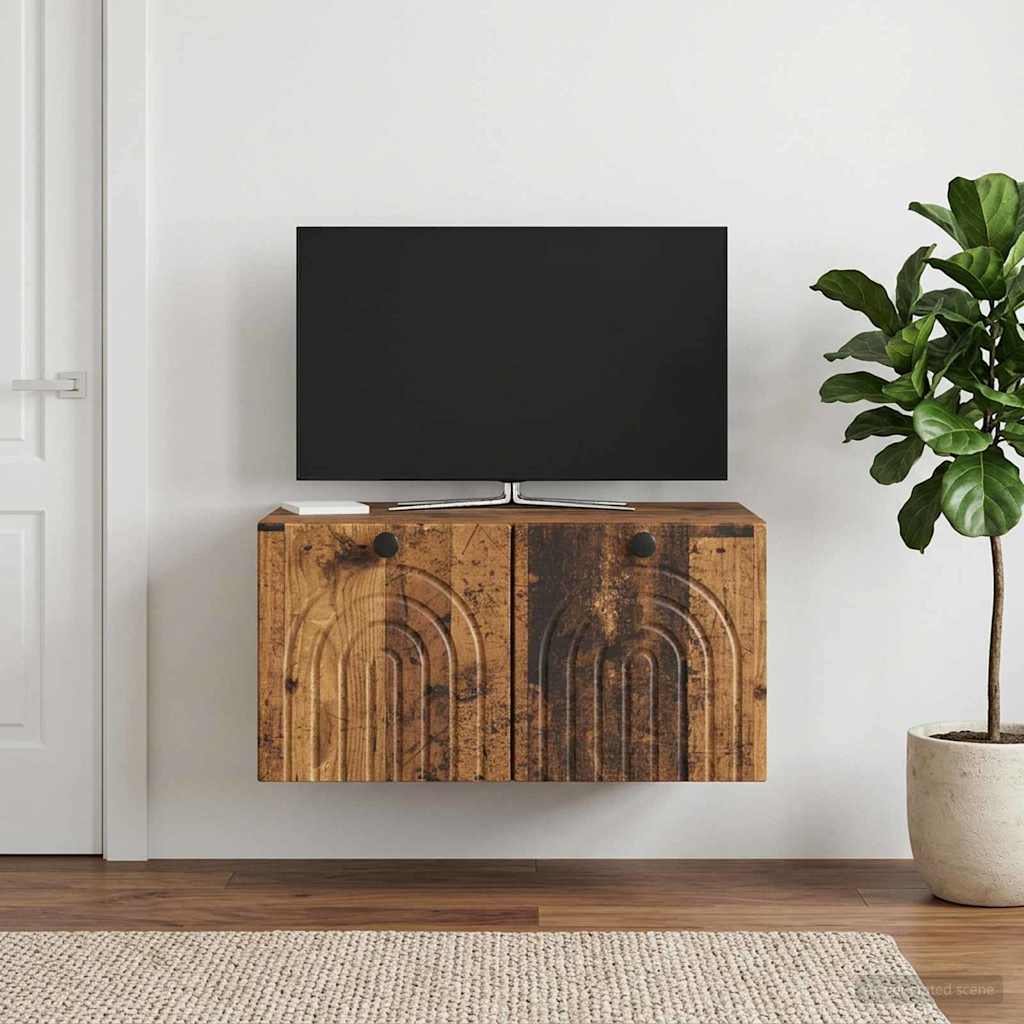vidaXL Szafka RTV montowana na ścianie Stare drewno 59,5 x 41 x 30 cm