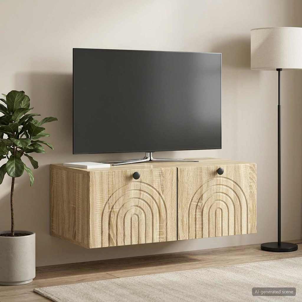 vidaXL Szafka RTV montowana na ścianie dąb Sonoma 78,5 x 41 x 30 cm