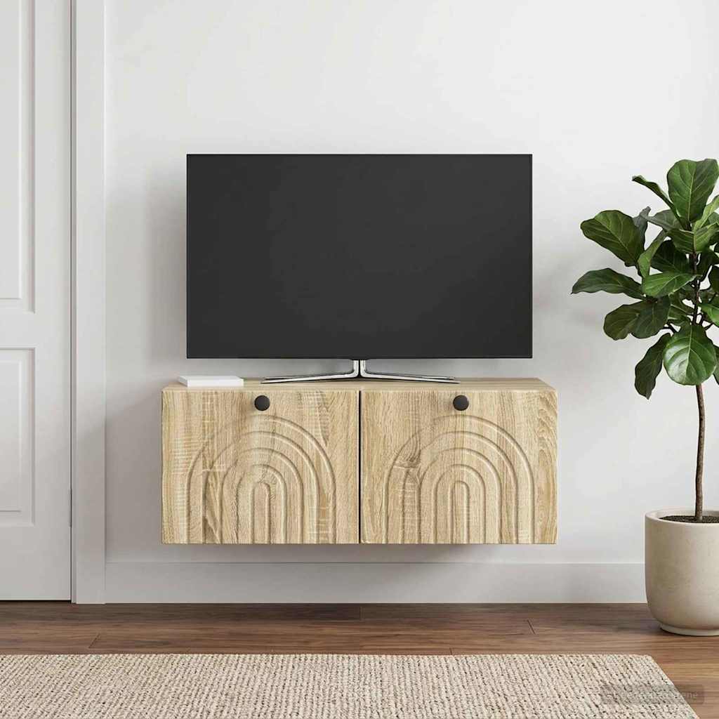 vidaXL Szafka RTV montowana na ścianie dąb Sonoma 78,5 x 41 x 30 cm