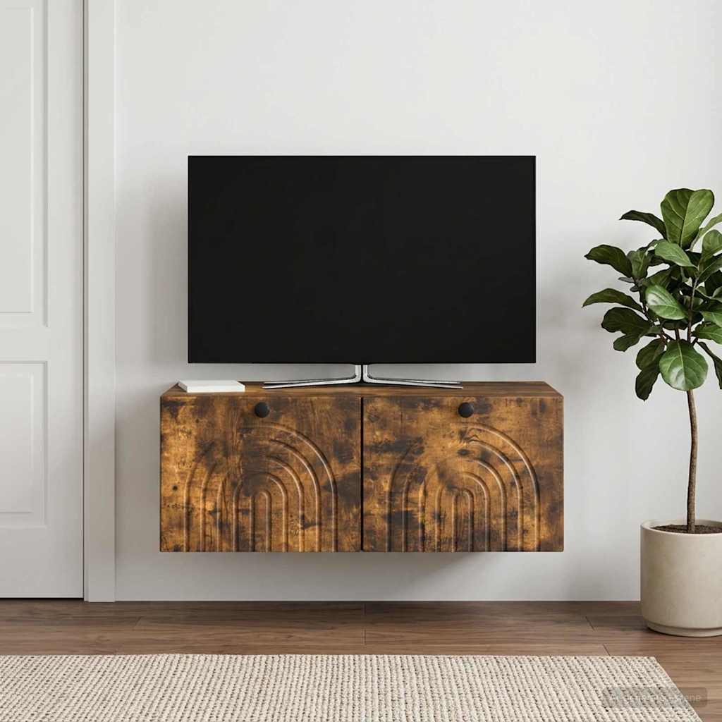 vidaXL Szafka RTV montowana na ścianie Dąb wędzony 78,5 x 41 x 30 cm