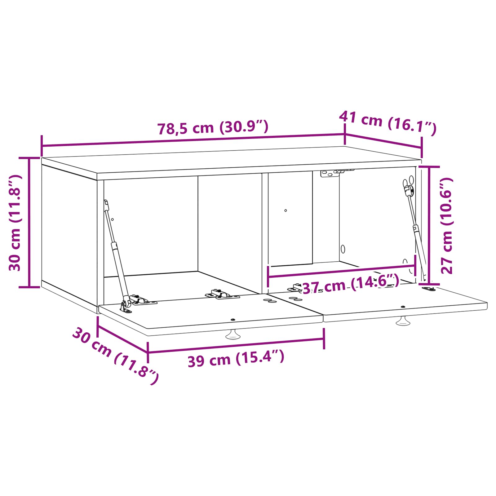 vidaXL Szafka RTV montowana na ścianie Dąb wędzony 78,5 x 41 x 30 cm