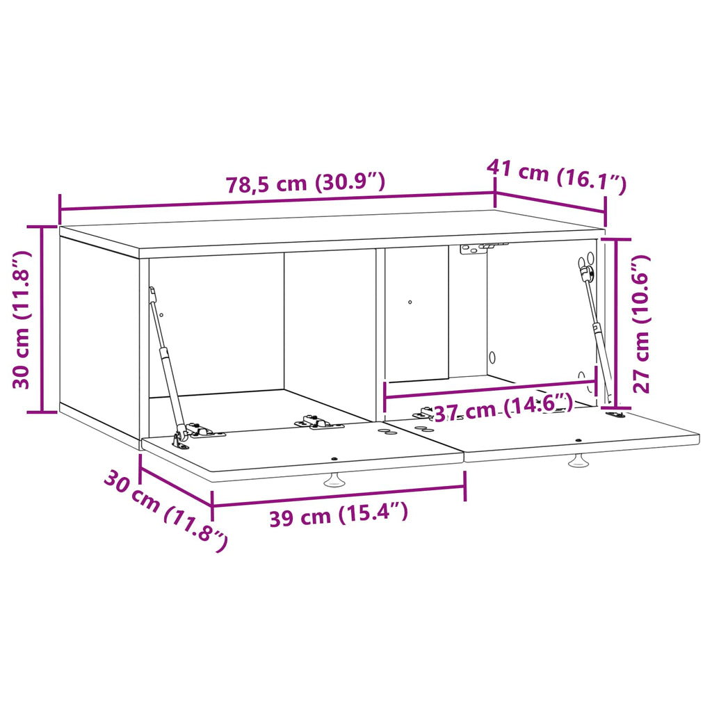 vidaXL Szafka RTV montowana na ścianie Dąb wędzony 78,5 x 41 x 30 cm