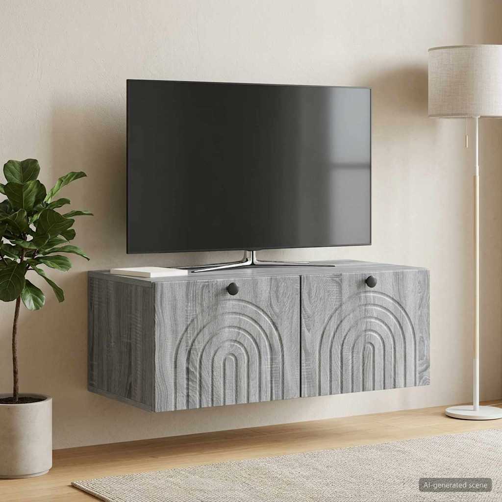 vidaXL Szafka RTV montowana na ścianie Szary Sonoma 78,5 x 41 x 30 cm