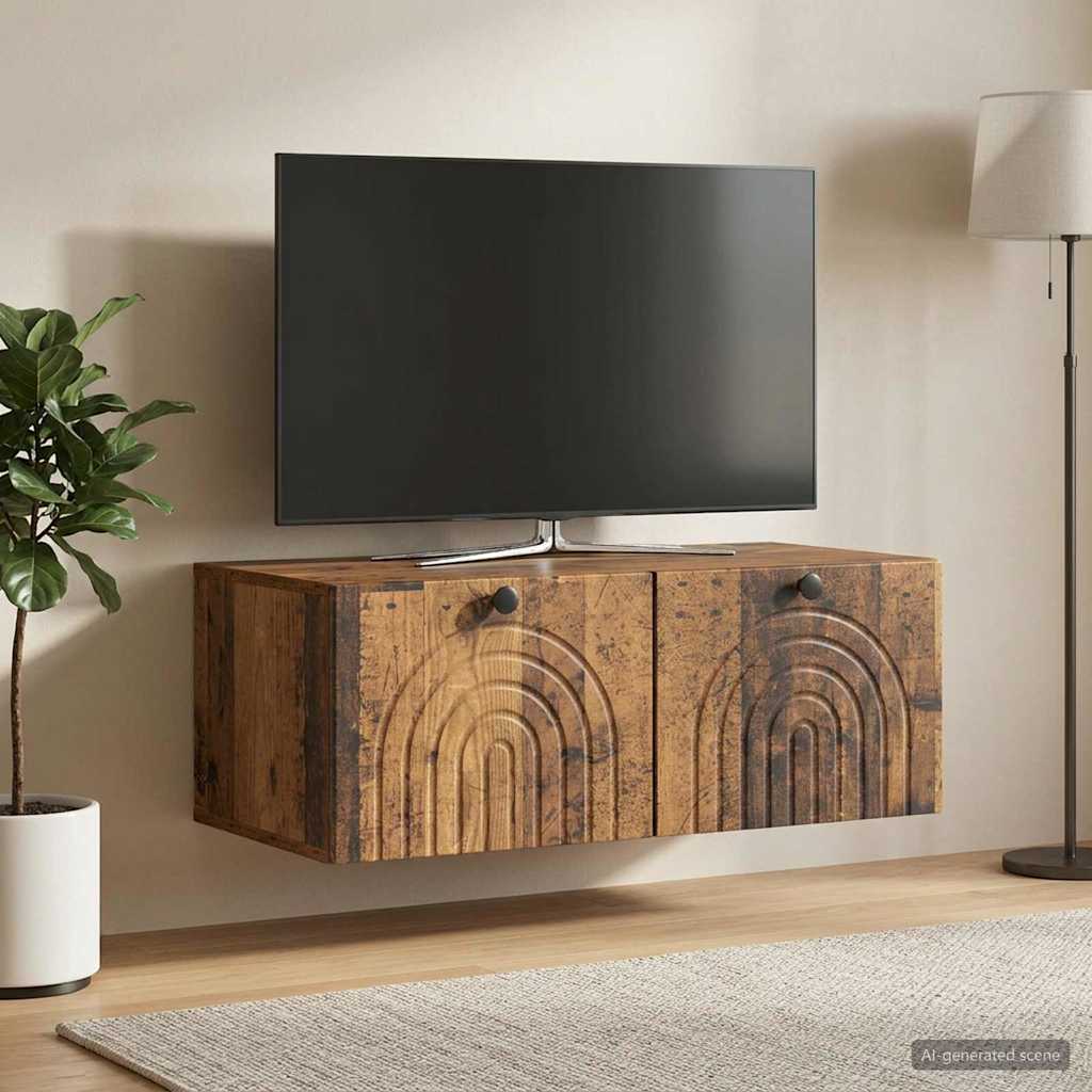 vidaXL Szafka RTV montowana na ścianie Stare drewno 78,5 x 41 x 30 cm