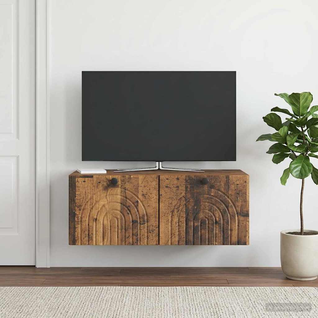 vidaXL Szafka RTV montowana na ścianie Stare drewno 78,5 x 41 x 30 cm