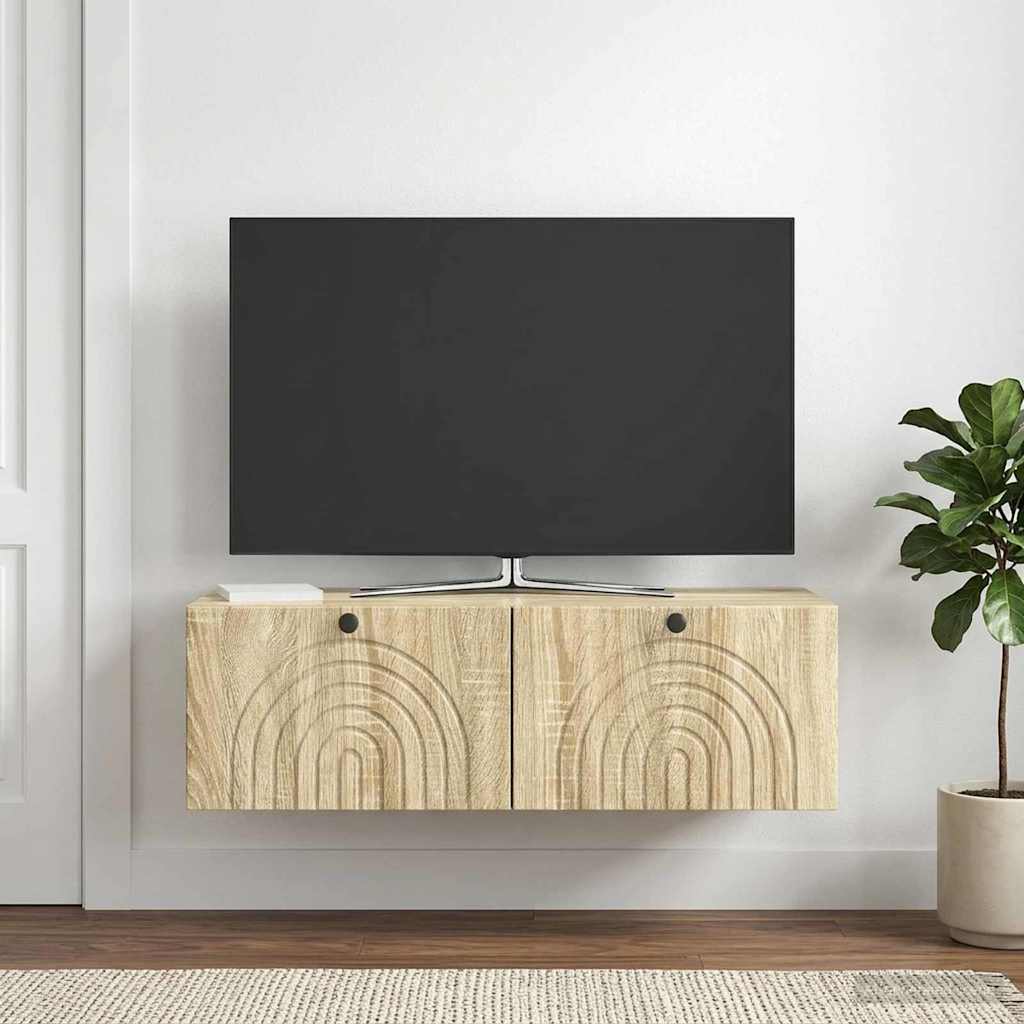 vidaXL Szafka RTV montowana na ścianie dąb Sonoma 98 x 41 x 30 cm