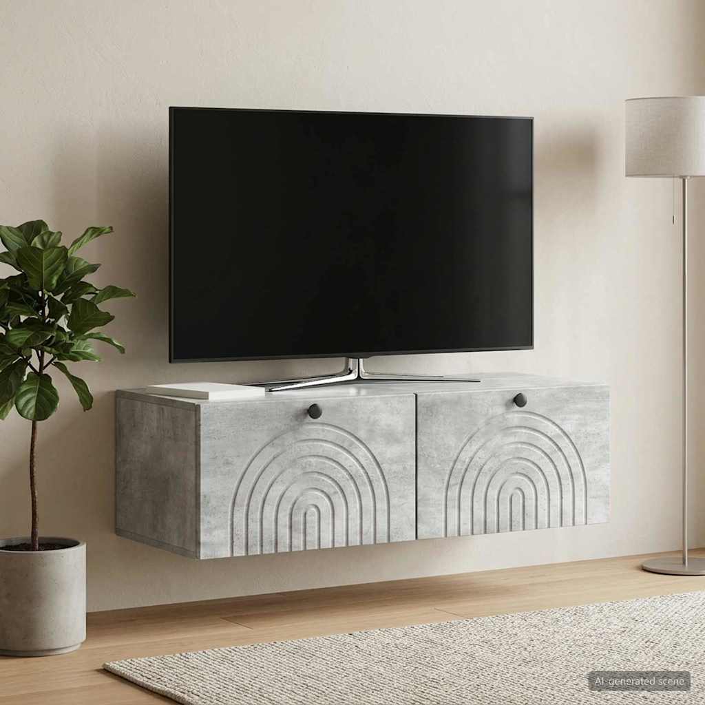 vidaXL Szafka RTV montowana na ścianie Betonowy szary 99 x 41 x 30 cm