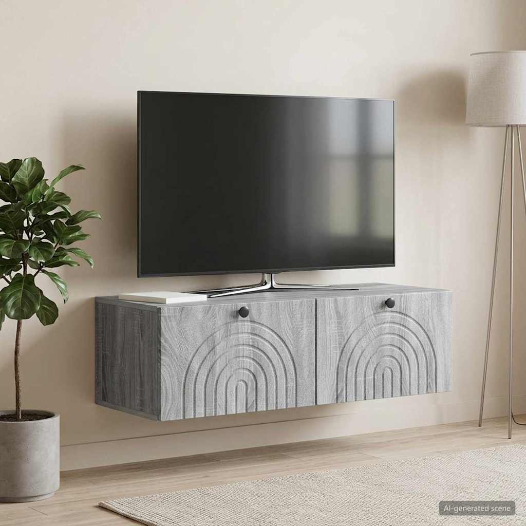 vidaXL Szafka RTV montowana na ścianie Szary Sonoma 99 x 41 x 30 cm
